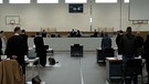 Die Turnhalle in Bamberg, in der der Prozess stattfindet. | Bild: BR