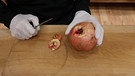 Katharina Hesse zeigt, wie man einen Granatapfel öffnet. | Bild: BR