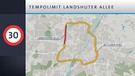 Karte mit der angedachten Tempo 30 Zone auf dem Mittleren Ring in München | Bild: Bayerischer Rundfunk 2024