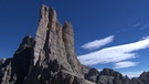 Die Vajolettürme bestehen aus dem Delagoturm, dem Strabelerturm und dem Winklerturm. Die Delagokante ist eine der schönsten Klettertouren in den Dolomiten. | Bild: BR