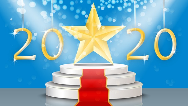 Roter Teppich, Podest, Stern und aufgehängte Jahreszahl 2020 | Bild: colourbox.com; Montage: BR